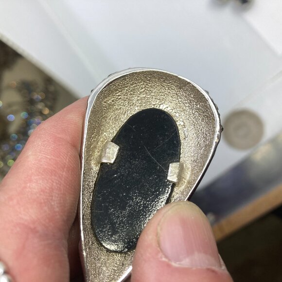 Vtg 1960s AVON of BELLEVILLE BOUCHER marcasite hematite art deco brooch pendant - Picture 4 of 5